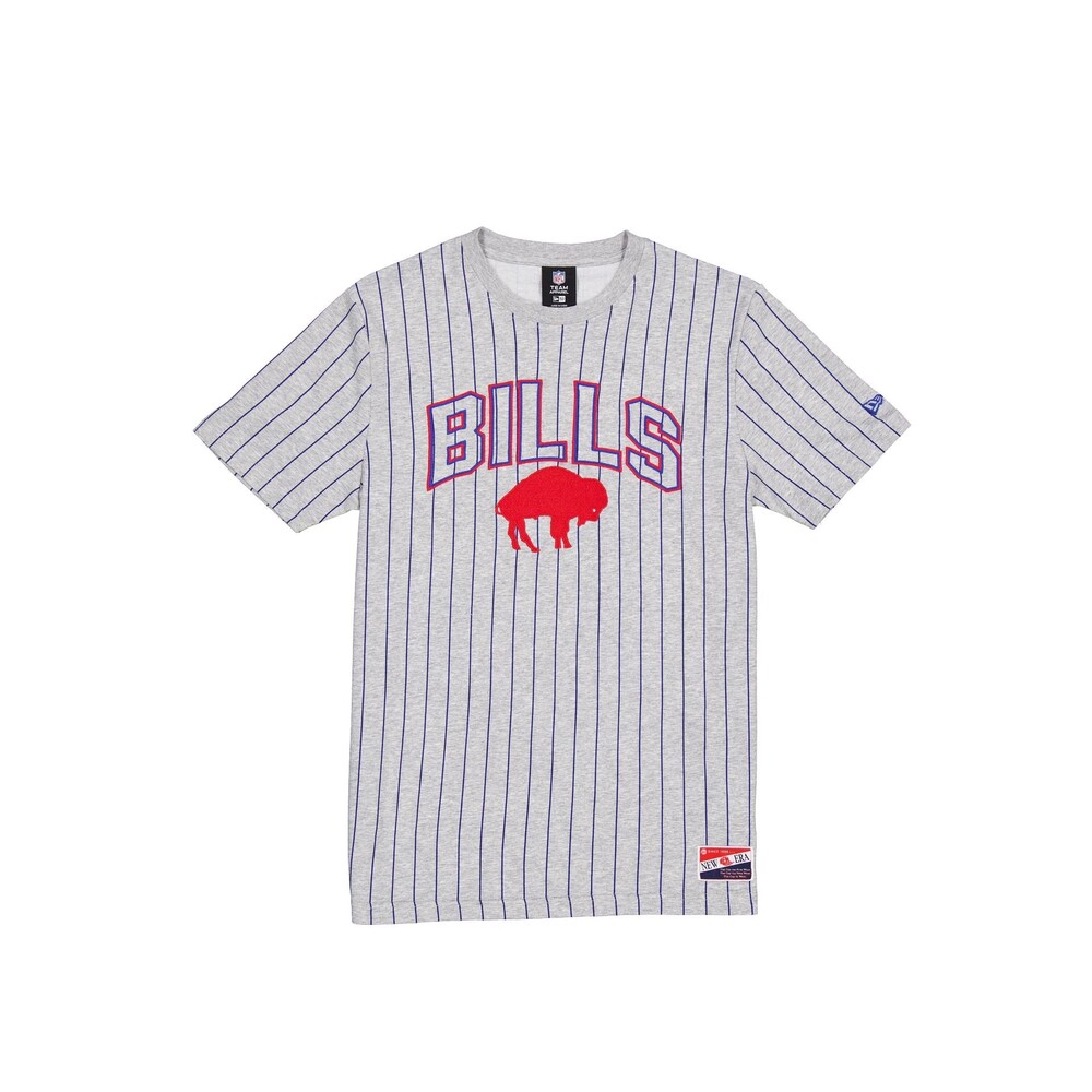 New Era Buffalo Bills Throwback Gray Pinstripe T-Shirt - Size L